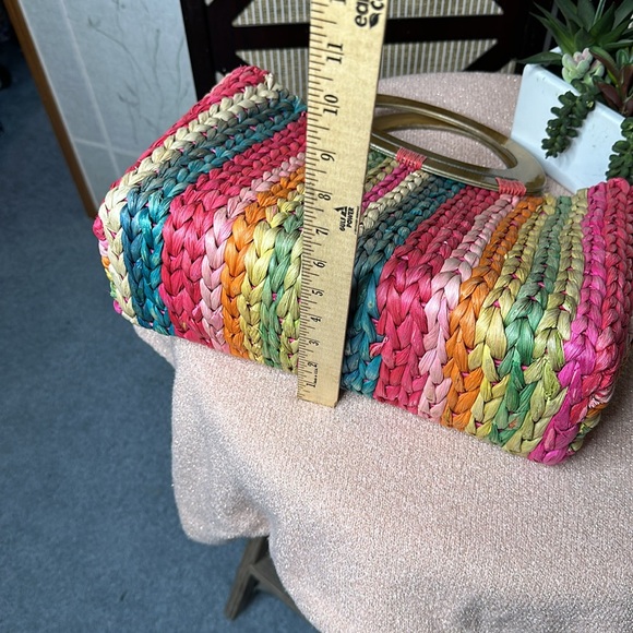 Cappelli Straworld Tote Handbag Purse Red Multicolor - Picture 5 of 9